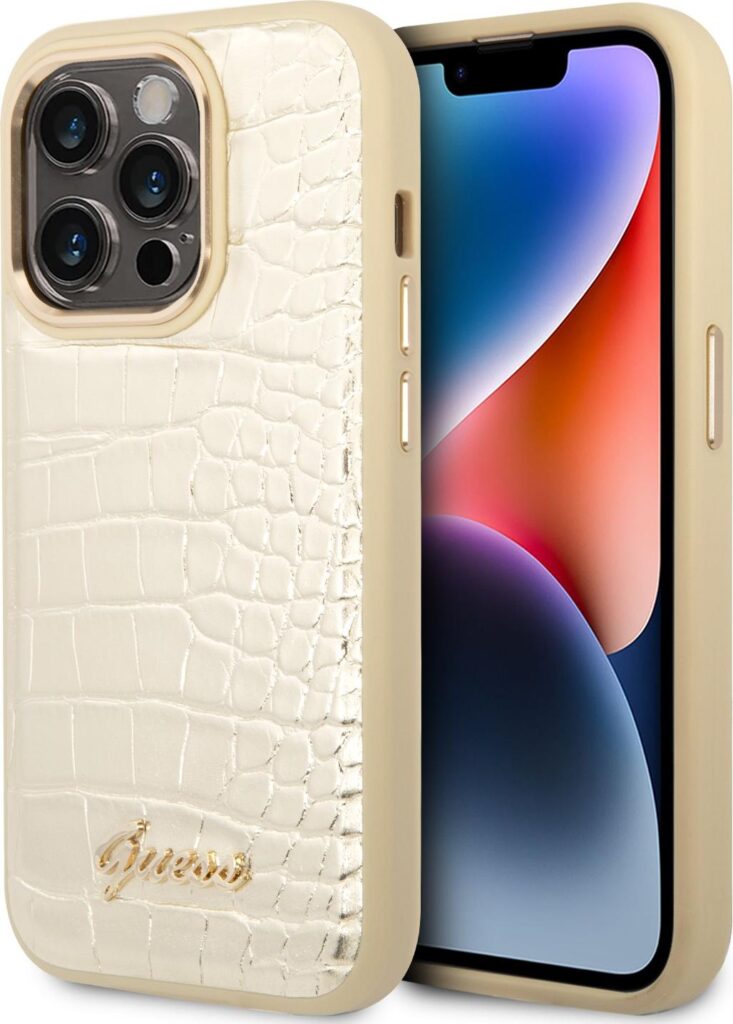Guess Pu Croco Case With Metal Camera Outline For iPhone 14 Pro Max