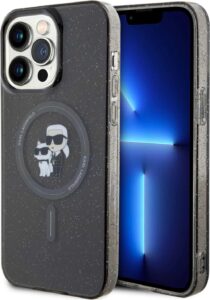 Karl Lagerfeld Magsafe IML with Karl & Choupette Heads Glitter Case For iPhone 15 Pro Max