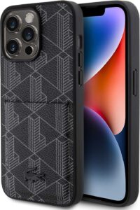 Lacoste HC PU with Card Slot The Blend Monogram Case for iPhone 15 Pro Max - Black