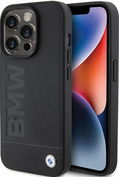BMW Leather Case with Hot Stamp Pattern for iPhone 15 Pro - Black BMW Leather Case with Hot Stamp Pattern for iPhone 15 Pro - Black