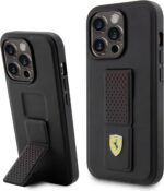 Ferrari Gripstand Case with Perforated Pattern for iPhone 15 Pro - Black