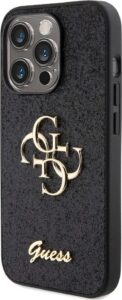Guess Fixed Glitter Case with Big 4G Logo For iPhone 15 Pro Max - Black