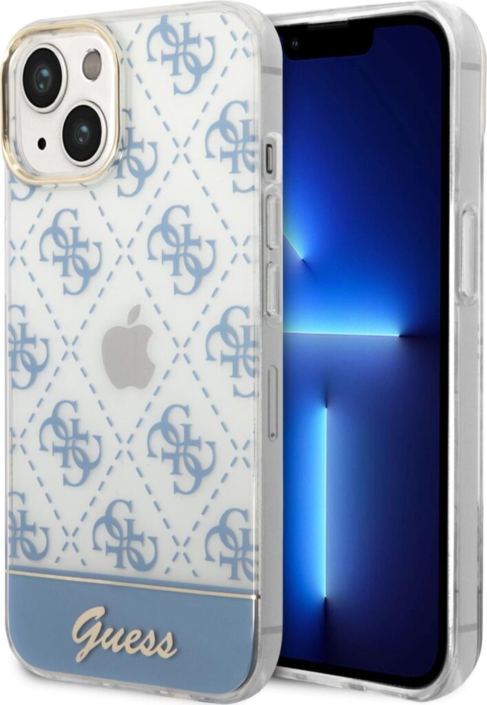 Guess 4G Electro Script Hard Case For iPhone 14 Plus (6.7) - Blue
